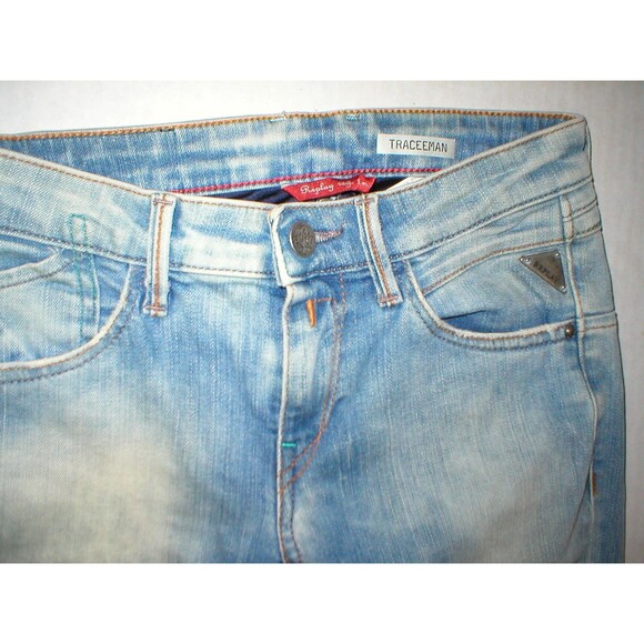 New Womens NWT Designer Replay Jeans 25 Skinny Light Blue Italy Trademark Tall - Picture 4 of 7